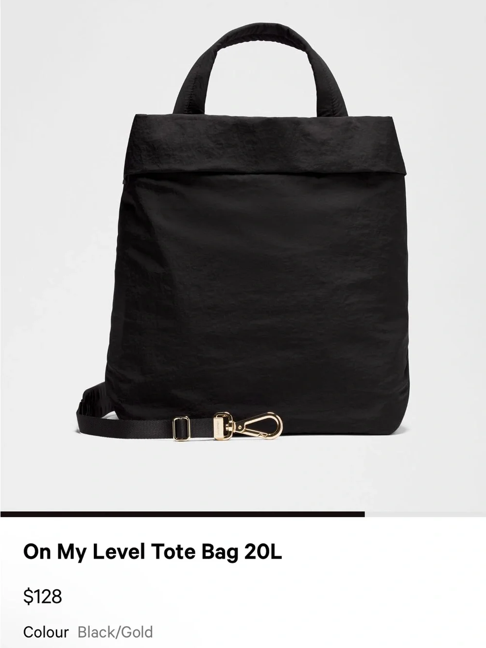 lululemon athletica Black Tote with Gold Hardware
